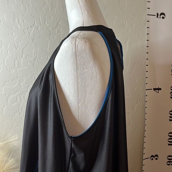 LOVEU. DEAR black and blue mini dress/tunic bare shoulders high neckline size XL - Picture 4 of 11